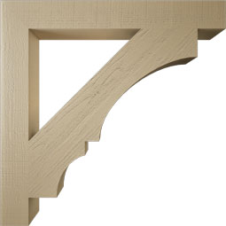Ekena Millwork - BKTUR055X44X44BOA05RCPR - Timberthane Faux Wood Balboa Style Bracket, Block Ends, 5 1/2"W x 44"D x 44"H, Primed Tan