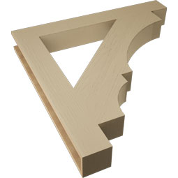 Ekena Millwork - BKTUR055X44X44BOA05RCPR - Timberthane Faux Wood Balboa Style Bracket, Block Ends, 5 1/2"W x 44"D x 44"H, Primed Tan