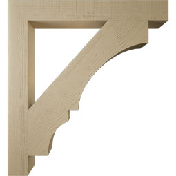 Ekena Millwork - BKTUR055X44X48BOA05RCPR - Timberthane Faux Wood Balboa Style Bracket, Block Ends, 5 1/2"W x 44"D x 48"H, Primed Tan