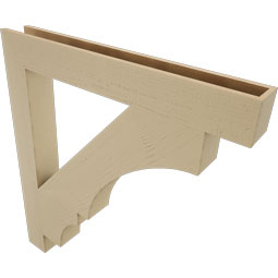 Ekena Millwork - BKTUR055X44X48BOA05RCPR - Timberthane Faux Wood Balboa Style Bracket, Block Ends, 5 1/2"W x 44"D x 48"H, Primed Tan