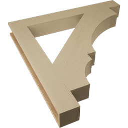 Ekena Millwork - BKTUR055X46X46BOA05RCPR - Timberthane Faux Wood Balboa Style Bracket, Block Ends, 5 1/2"W x 46"D x 46"H, Primed Tan