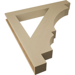 Ekena Millwork - BKTUR055X48X48BOA05RCPR - Timberthane Faux Wood Balboa Style Bracket, Block Ends, 5 1/2"W x 48"D x 48"H, Primed Tan