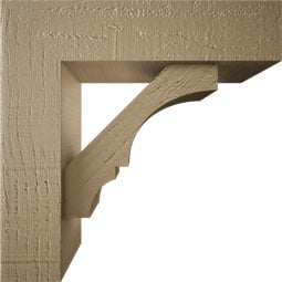 Ekena Millwork - BKTUROBOA44 - Timberthane Rough Cedar Faux Wood Balboa Block Bracket w/ Offset Brace