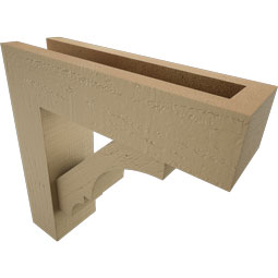 Ekena Millwork - BKTUROBOA44 - Timberthane Rough Cedar Faux Wood Balboa Block Bracket w/ Offset Brace