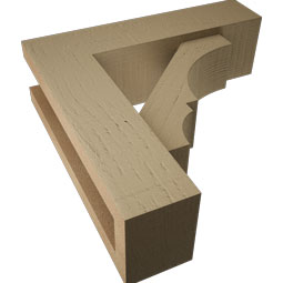 Ekena Millwork - BKTUROBOA44 - Timberthane Rough Cedar Faux Wood Balboa Block Bracket w/ Offset Brace