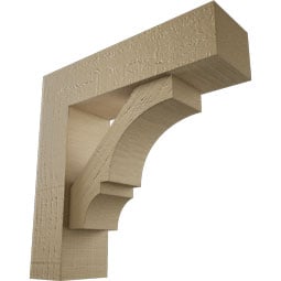 Ekena Millwork - BKTUROBOA44 - Timberthane Rough Cedar Faux Wood Balboa Block Bracket w/ Offset Brace