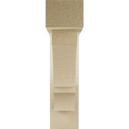Ekena Millwork - BKTUR0352X14X14BOA05RCPR - Timberthane Faux Wood Balboa Style Bracket w/ Offset Brace, Block Ends, 3 1/2"W x 14"D x 14"H, Primed Tan