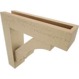 Ekena Millwork - BKTUR0352X14X14BOA05RCPR - Timberthane Faux Wood Balboa Style Bracket w/ Offset Brace, Block Ends, 3 1/2"W x 14"D x 14"H, Primed Tan