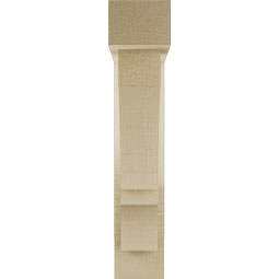Ekena Millwork - BKTUR0352X14X18BOA05RCPR - Timberthane Faux Wood Balboa Style Bracket w/ Offset Brace, Block Ends, 3 1/2"W x 14"D x 18"H, Primed Tan