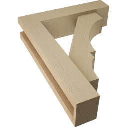 Ekena Millwork - BKTUR0352X14X18BOA05RCPR - Timberthane Faux Wood Balboa Style Bracket w/ Offset Brace, Block Ends, 3 1/2"W x 14"D x 18"H, Primed Tan
