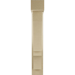 Ekena Millwork - BKTUR0352X14X22BOA05RCPR - Timberthane Faux Wood Balboa Style Bracket w/ Offset Brace, Block Ends, 3 1/2"W x 14"D x 22"H, Primed Tan