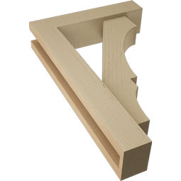 Ekena Millwork - BKTUR0352X14X22BOA05RCPR - Timberthane Faux Wood Balboa Style Bracket w/ Offset Brace, Block Ends, 3 1/2"W x 14"D x 22"H, Primed Tan