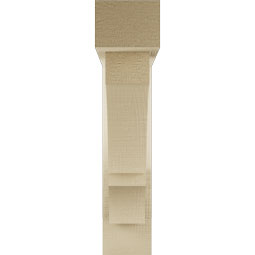 Ekena Millwork - BKTUR0352X16X16BOA05RCPR - Timberthane Faux Wood Balboa Style Bracket w/ Offset Brace, Block Ends, 3 1/2"W x 16"D x 16"H, Primed Tan