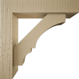 Ekena Millwork - BKTUR0352X16X16BOA05RCPR - Timberthane Faux Wood Balboa Style Bracket w/ Offset Brace, Block Ends, 3 1/2"W x 16"D x 16"H, Primed Tan