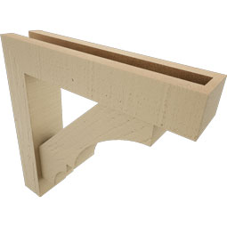 Ekena Millwork - BKTUR0352X16X16BOA05RCPR - Timberthane Faux Wood Balboa Style Bracket w/ Offset Brace, Block Ends, 3 1/2"W x 16"D x 16"H, Primed Tan