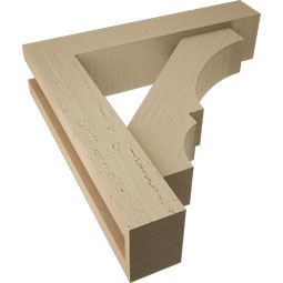 Ekena Millwork - BKTUR0352X16X16BOA05RCPR - Timberthane Faux Wood Balboa Style Bracket w/ Offset Brace, Block Ends, 3 1/2"W x 16"D x 16"H, Primed Tan