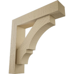 Ekena Millwork - BKTUR0352X16X16BOA05RCPR - Timberthane Faux Wood Balboa Style Bracket w/ Offset Brace, Block Ends, 3 1/2"W x 16"D x 16"H, Primed Tan