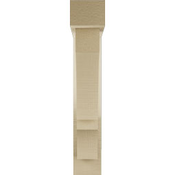 Ekena Millwork - BKTUR0352X16X20BOA05RCPR - Timberthane Faux Wood Balboa Style Bracket w/ Offset Brace, Block Ends, 3 1/2"W x 16"D x 20"H, Primed Tan