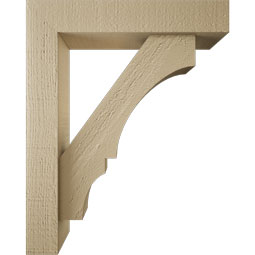 Ekena Millwork - BKTUR0352X16X20BOA05RCPR - Timberthane Faux Wood Balboa Style Bracket w/ Offset Brace, Block Ends, 3 1/2"W x 16"D x 20"H, Primed Tan