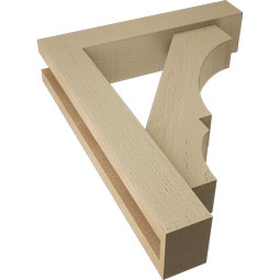 Ekena Millwork - BKTUR0352X16X20BOA05RCPR - Timberthane Faux Wood Balboa Style Bracket w/ Offset Brace, Block Ends, 3 1/2"W x 16"D x 20"H, Primed Tan