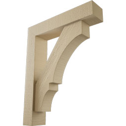 Ekena Millwork - BKTUR0352X16X20BOA05RCPR - Timberthane Faux Wood Balboa Style Bracket w/ Offset Brace, Block Ends, 3 1/2"W x 16"D x 20"H, Primed Tan