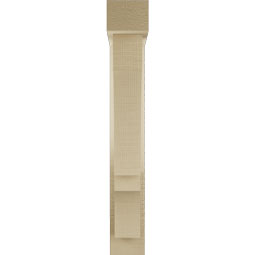 Ekena Millwork - BKTUR0352X16X24BOA05RCPR - Timberthane Faux Wood Balboa Style Bracket w/ Offset Brace, Block Ends, 3 1/2"W x 16"D x 24"H, Primed Tan