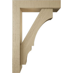 Ekena Millwork - BKTUR0352X16X24BOA05RCPR - Timberthane Faux Wood Balboa Style Bracket w/ Offset Brace, Block Ends, 3 1/2"W x 16"D x 24"H, Primed Tan