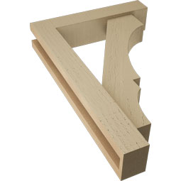 Ekena Millwork - BKTUR0352X16X24BOA05RCPR - Timberthane Faux Wood Balboa Style Bracket w/ Offset Brace, Block Ends, 3 1/2"W x 16"D x 24"H, Primed Tan