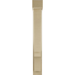 Ekena Millwork - BKTUR0352X16X28BOA05RCPR - Timberthane Faux Wood Balboa Style Bracket w/ Offset Brace, Block Ends, 3 1/2"W x 16"D x 28"H, Primed Tan