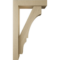 Ekena Millwork - BKTUR0352X16X28BOA05RCPR - Timberthane Faux Wood Balboa Style Bracket w/ Offset Brace, Block Ends, 3 1/2"W x 16"D x 28"H, Primed Tan