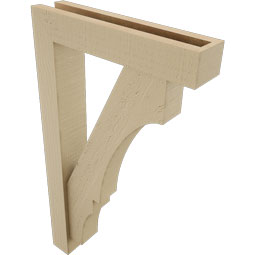 Ekena Millwork - BKTUR0352X16X28BOA05RCPR - Timberthane Faux Wood Balboa Style Bracket w/ Offset Brace, Block Ends, 3 1/2"W x 16"D x 28"H, Primed Tan