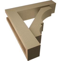 Ekena Millwork - BKTUROBOA44 - Timberthane Rough Cedar Faux Wood Balboa Block Bracket w/ Offset Brace