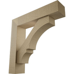 Ekena Millwork - BKTUROBOA44 - Timberthane Rough Cedar Faux Wood Balboa Block Bracket w/ Offset Brace