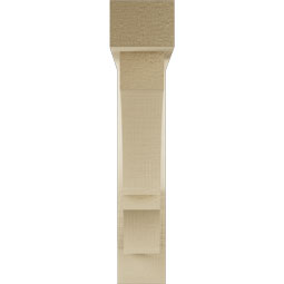 Ekena Millwork - BKTUR0352X18X18BOA05RCPR - Timberthane Faux Wood Balboa Style Bracket w/ Offset Brace, Block Ends, 3 1/2"W x 18"D x 18"H, Primed Tan