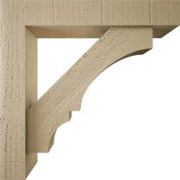 Ekena Millwork - BKTUR0352X18X18BOA05RCPR - Timberthane Faux Wood Balboa Style Bracket w/ Offset Brace, Block Ends, 3 1/2"W x 18"D x 18"H, Primed Tan