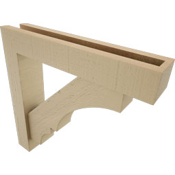 Ekena Millwork - BKTUR0352X18X18BOA05RCPR - Timberthane Faux Wood Balboa Style Bracket w/ Offset Brace, Block Ends, 3 1/2"W x 18"D x 18"H, Primed Tan