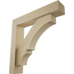 Ekena Millwork - BKTUR0352X18X18BOA05RCPR - Timberthane Faux Wood Balboa Style Bracket w/ Offset Brace, Block Ends, 3 1/2"W x 18"D x 18"H, Primed Tan