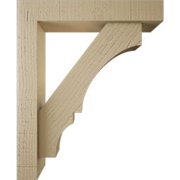 Ekena Millwork - BKTUR0352X18X22BOA05RCPR - Timberthane Faux Wood Balboa Style Bracket w/ Offset Brace, Block Ends, 3 1/2"W x 18"D x 22"H, Primed Tan