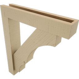 Ekena Millwork - BKTUR0352X18X22BOA05RCPR - Timberthane Faux Wood Balboa Style Bracket w/ Offset Brace, Block Ends, 3 1/2"W x 18"D x 22"H, Primed Tan