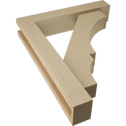 Ekena Millwork - BKTUR0352X18X22BOA05RCPR - Timberthane Faux Wood Balboa Style Bracket w/ Offset Brace, Block Ends, 3 1/2"W x 18"D x 22"H, Primed Tan