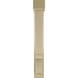 Ekena Millwork - BKTUR0352X18X26BOA05RCPR - Timberthane Faux Wood Balboa Style Bracket w/ Offset Brace, Block Ends, 3 1/2"W x 18"D x 26"H, Primed Tan
