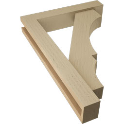Ekena Millwork - BKTUR0352X18X26BOA05RCPR - Timberthane Faux Wood Balboa Style Bracket w/ Offset Brace, Block Ends, 3 1/2"W x 18"D x 26"H, Primed Tan