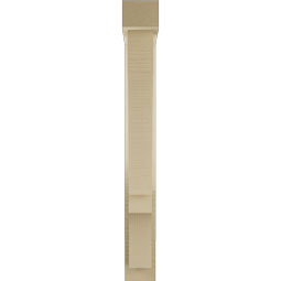 Ekena Millwork - BKTUR0352X18X30BOA05RCPR - Timberthane Faux Wood Balboa Style Bracket w/ Offset Brace, Block Ends, 3 1/2"W x 18"D x 30"H, Primed Tan