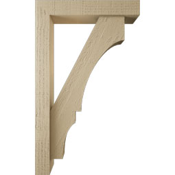 Ekena Millwork - BKTUR0352X18X30BOA05RCPR - Timberthane Faux Wood Balboa Style Bracket w/ Offset Brace, Block Ends, 3 1/2"W x 18"D x 30"H, Primed Tan