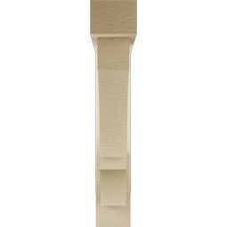 Ekena Millwork - BKTUR0352X20X20BOA05RCPR - Timberthane Faux Wood Balboa Style Bracket w/ Offset Brace, Block Ends, 3 1/2"W x 20"D x 20"H, Primed Tan