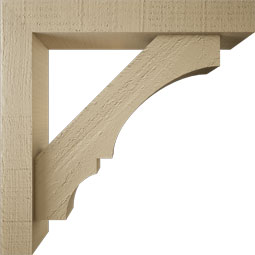 Ekena Millwork - BKTUR0352X20X20BOA05RCPR - Timberthane Faux Wood Balboa Style Bracket w/ Offset Brace, Block Ends, 3 1/2"W x 20"D x 20"H, Primed Tan