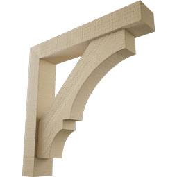 Ekena Millwork - BKTUR0352X20X20BOA05RCPR - Timberthane Faux Wood Balboa Style Bracket w/ Offset Brace, Block Ends, 3 1/2"W x 20"D x 20"H, Primed Tan