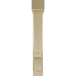 Ekena Millwork - BKTUR0352X20X24BOA05RCPR - Timberthane Faux Wood Balboa Style Bracket w/ Offset Brace, Block Ends, 3 1/2"W x 20"D x 24"H, Primed Tan