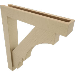 Ekena Millwork - BKTUR0352X20X24BOA05RCPR - Timberthane Faux Wood Balboa Style Bracket w/ Offset Brace, Block Ends, 3 1/2"W x 20"D x 24"H, Primed Tan