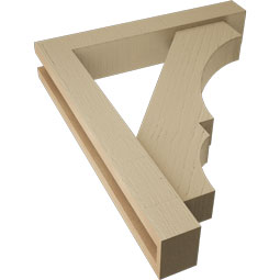 Ekena Millwork - BKTUR0352X20X24BOA05RCPR - Timberthane Faux Wood Balboa Style Bracket w/ Offset Brace, Block Ends, 3 1/2"W x 20"D x 24"H, Primed Tan